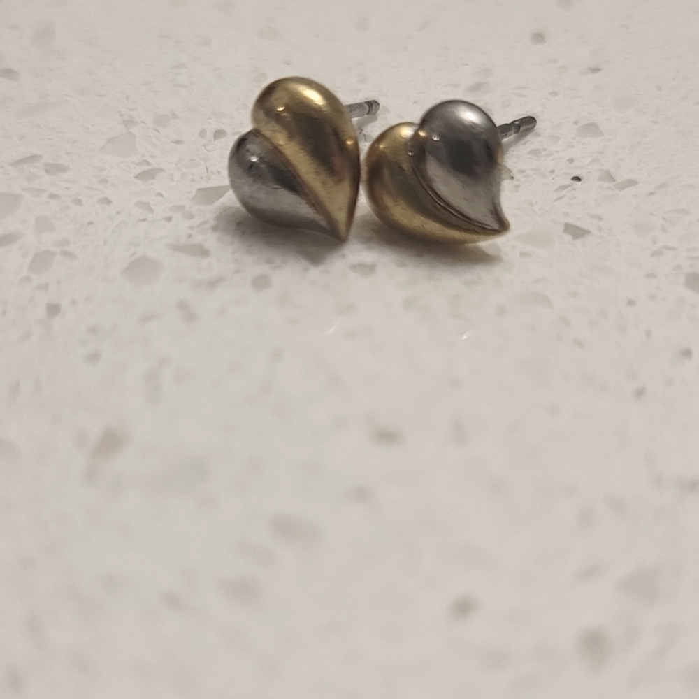 Silver and Gold Hear Earrings